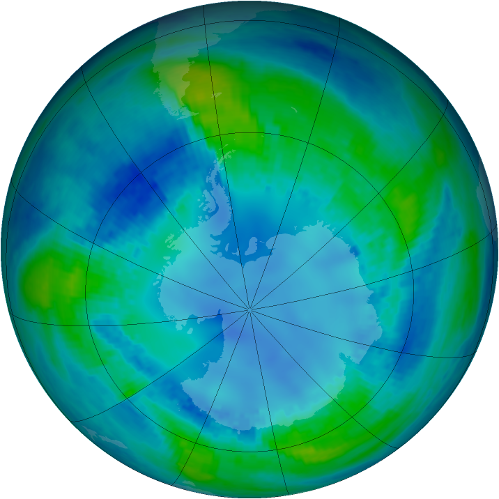 Antarctic ozone map for 27 April 2001